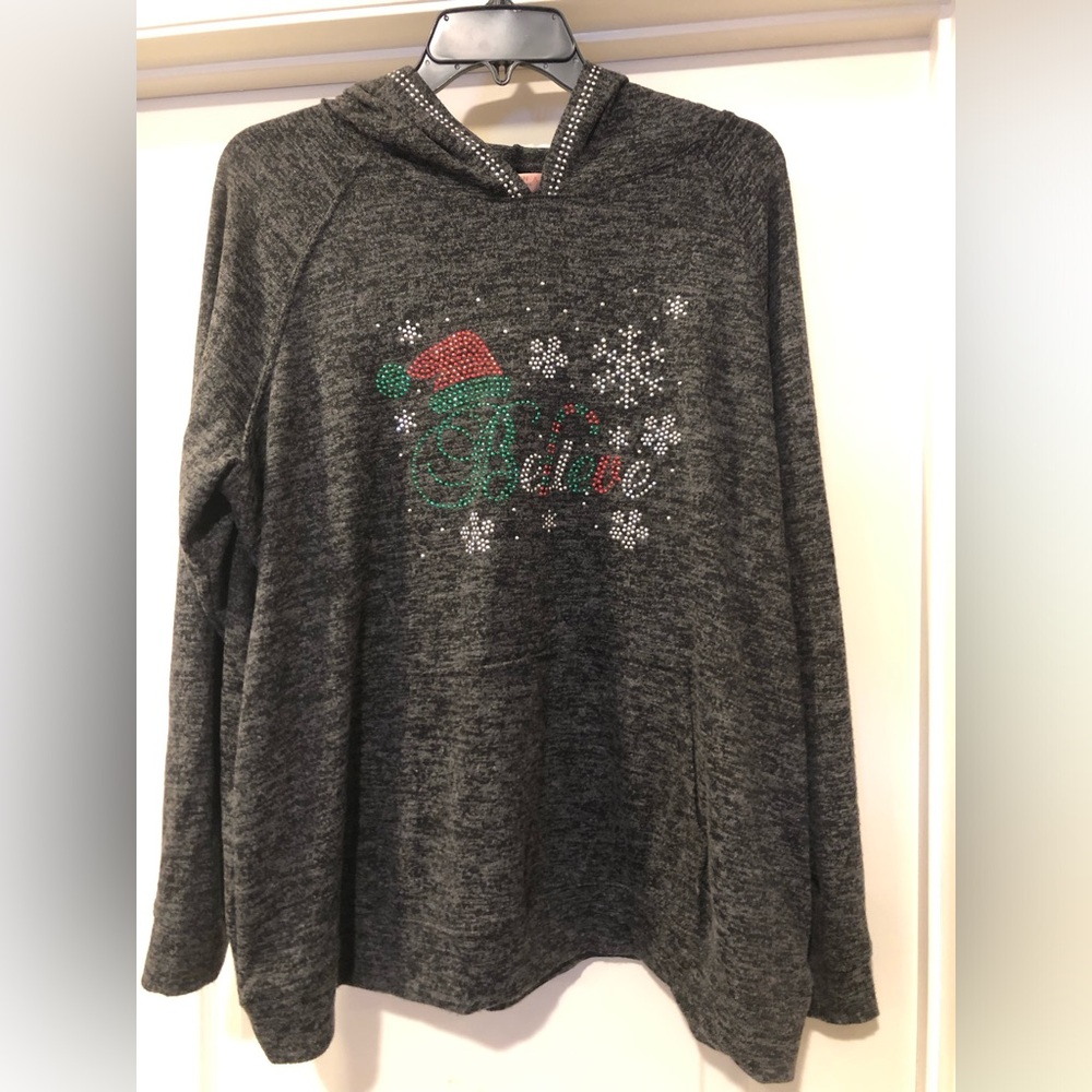 Festive Charcoal Hoodie with Holiday Design